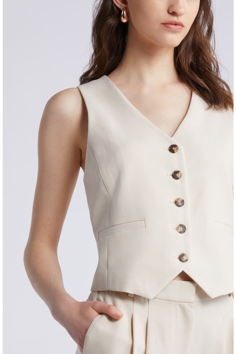 Textured Button-Up Vest, Alternate, color, BEIGE BEACH