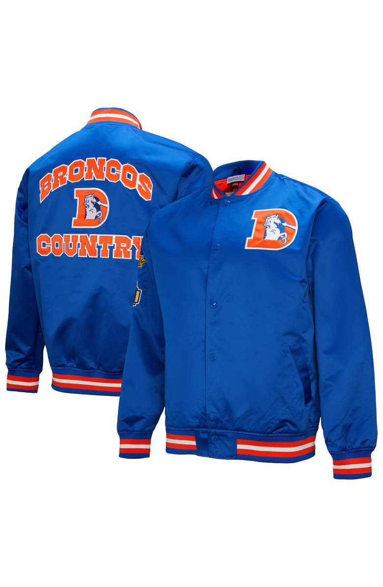 Mitchell & Ness Men's Mitchell & Ness Royal Denver Broncos Double Down Satin Full-Snap Jacket, Alternate, color, 