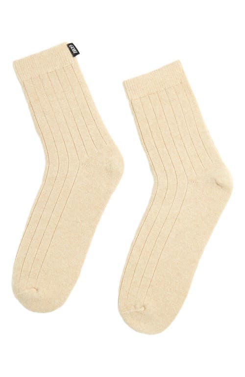 Gobi Mongolian Cashmere Trim Knit Bed Socks In Neutral