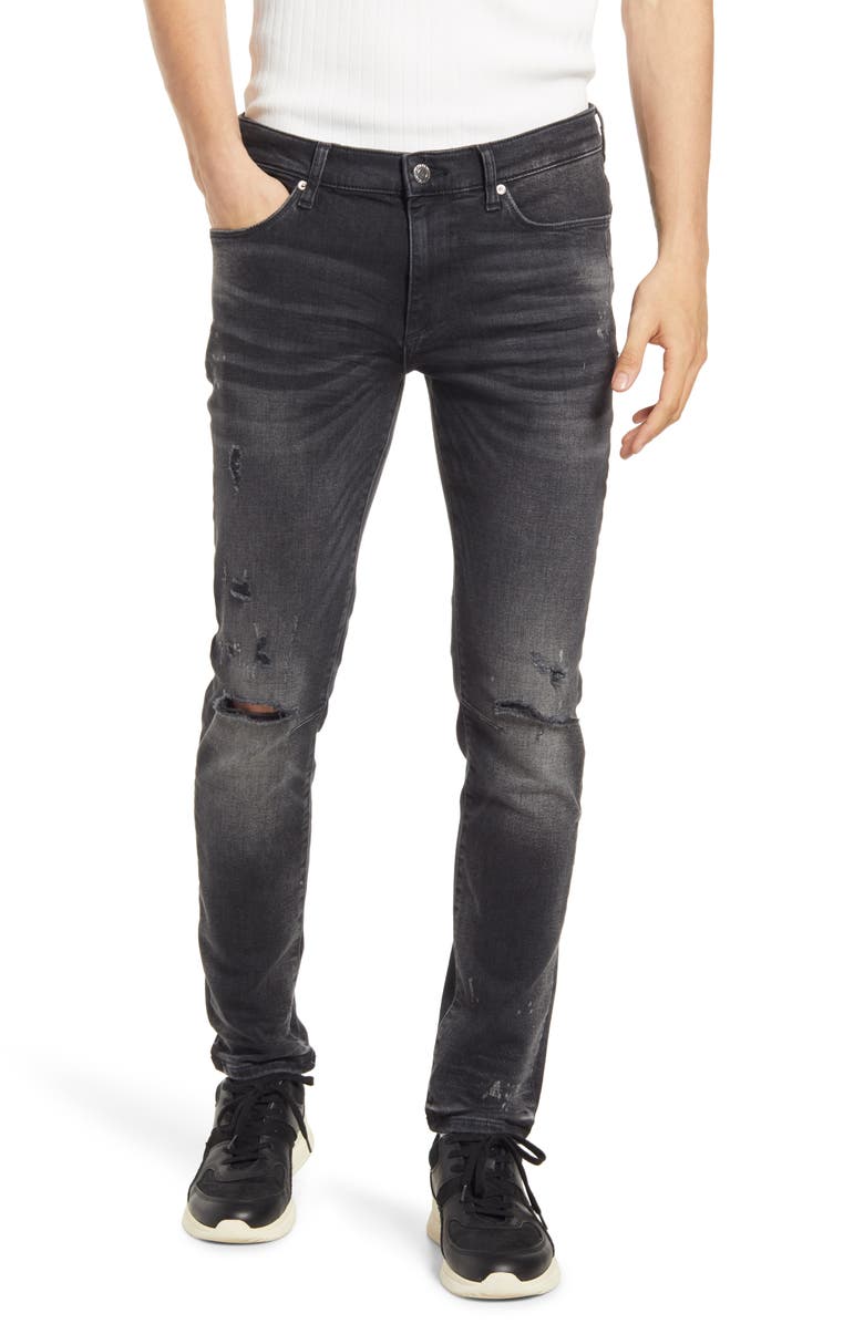 River Island Men's Carver Rip Skinny Jeans, Main, color,
