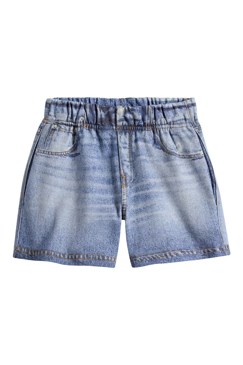 Kids' Faux Denim Sweatpant Shorts, Main, color, MEDIUM WASH