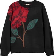 FARM Rio Rosalia Floral Jacquard Crewneck Sweater