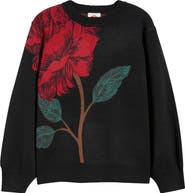 FARM Rio Rosalia Floral Jacquard Crewneck Sweater