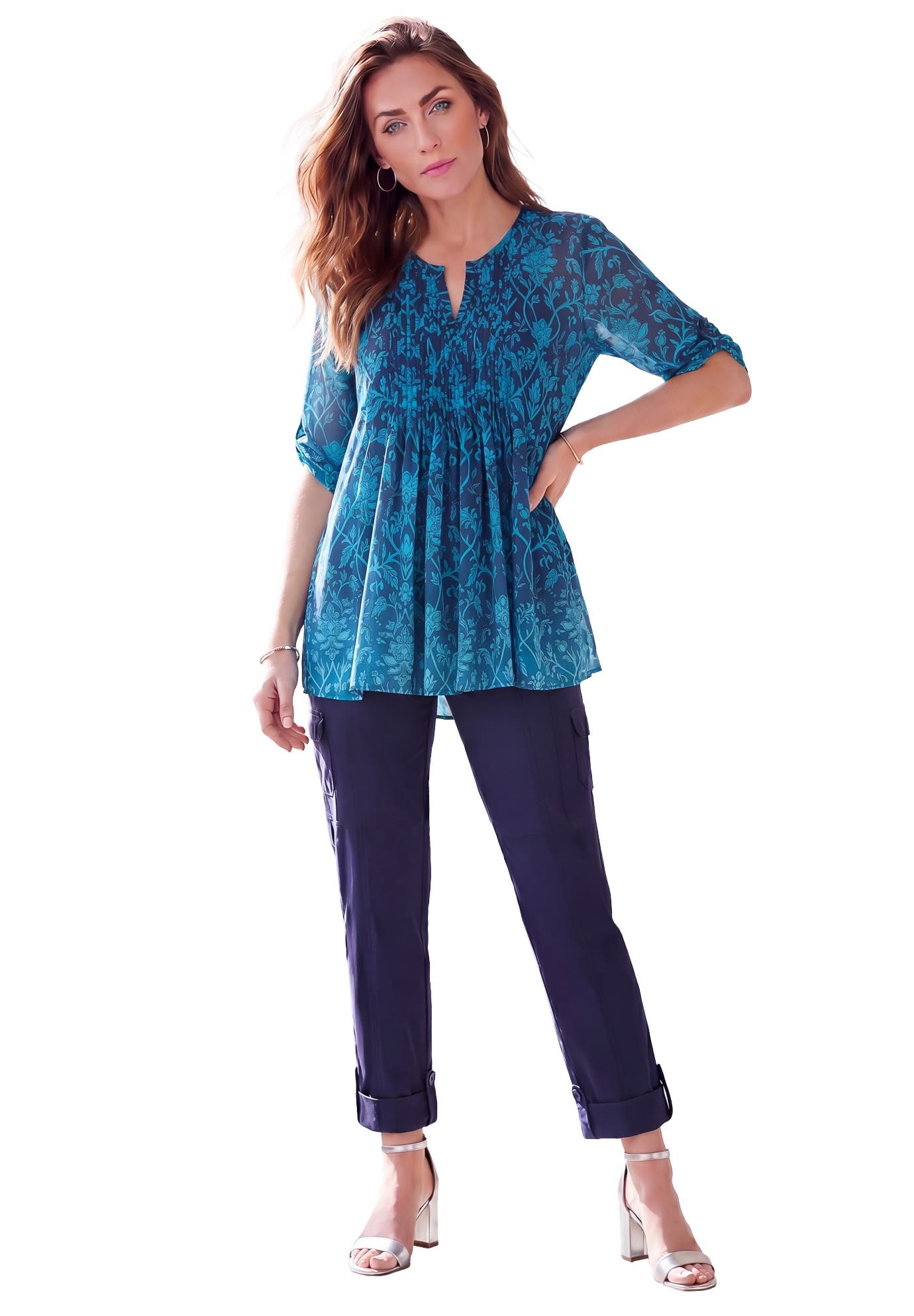 DEEP TURQUOISE FLORAL OMBRE