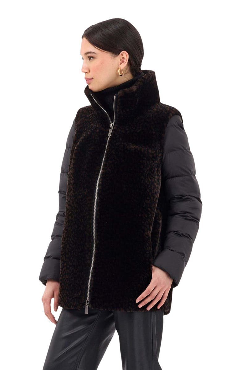 GORSKI Shearling Lamb Jacket, Detachable Sleeves, Alternate, color, Black/Brown Lprd