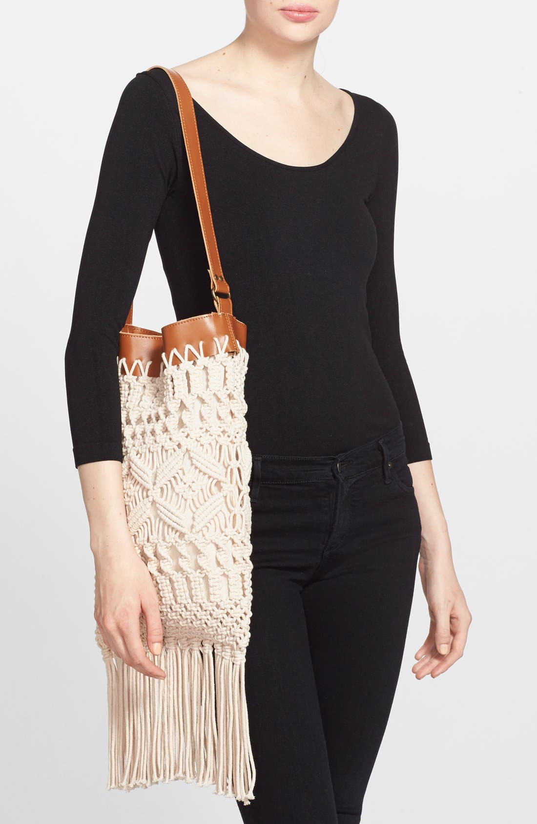Crochet Crossbody Bag, Alternate, color, NATURAL