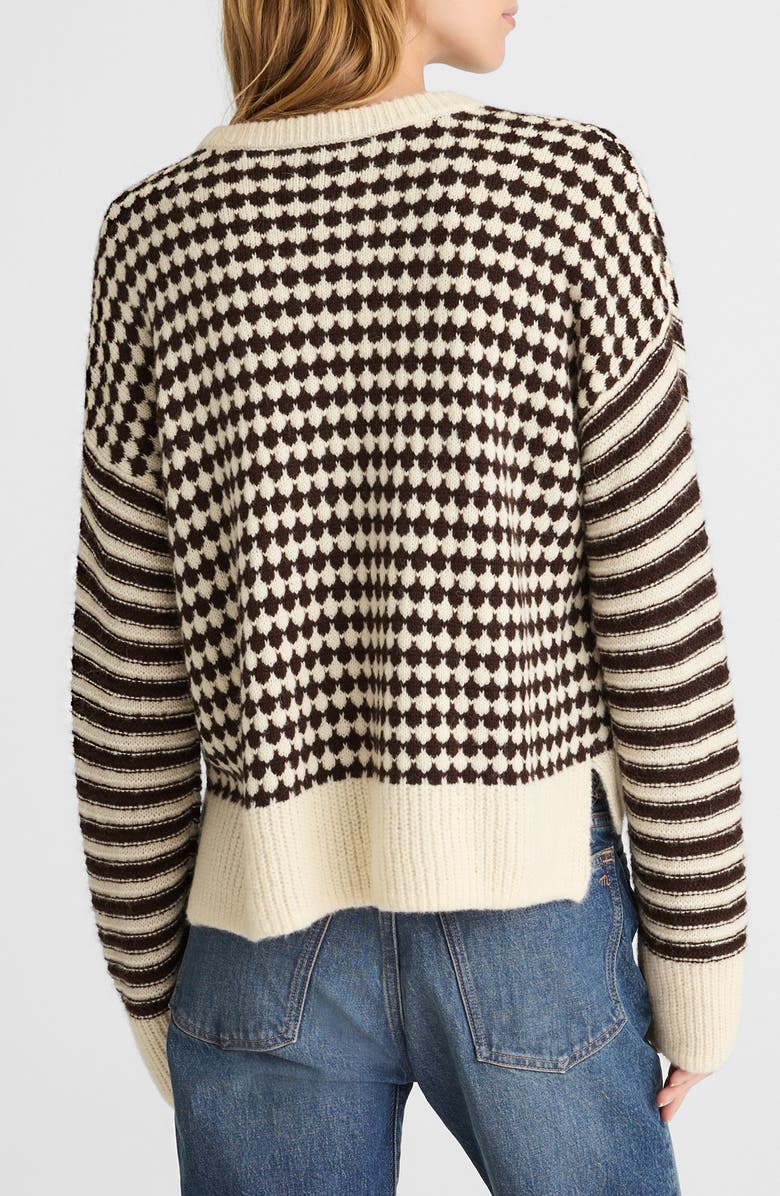 Madewell Mixed Stripe Raglan Pullover Sweater, Alternate, color, Ivory And Brown