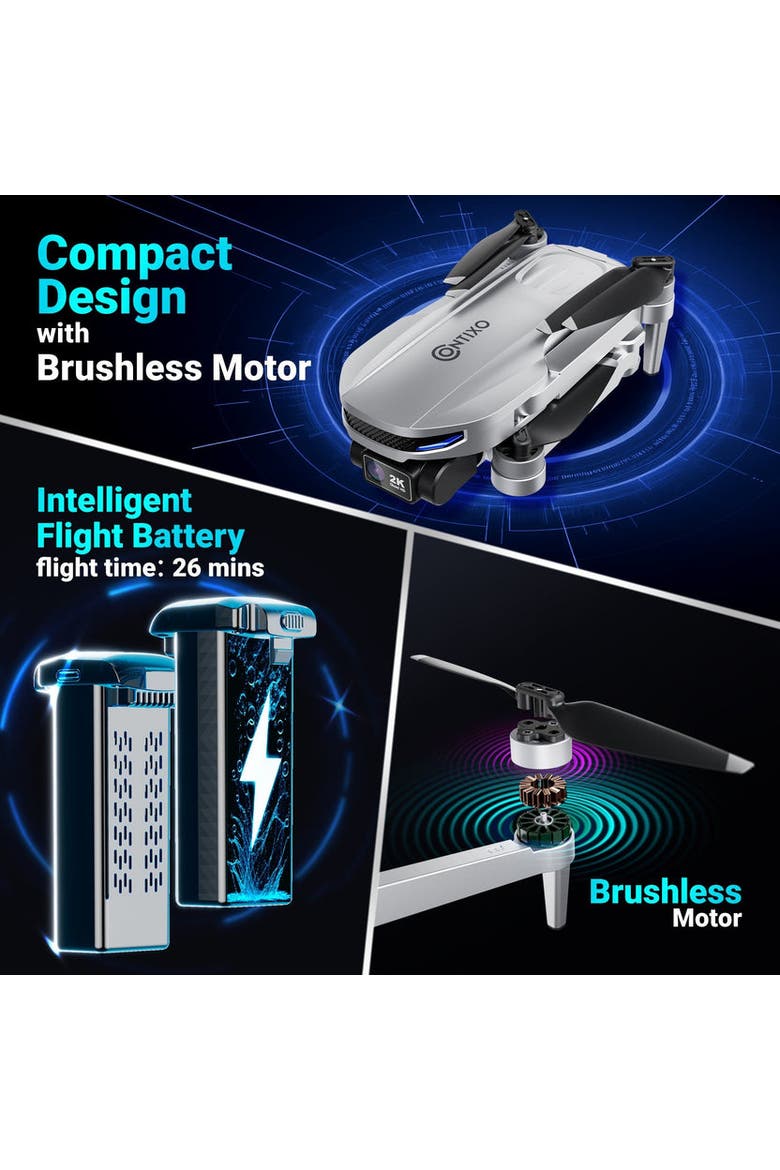 2K Foldable Camera Drone, Alternate, color, Grey