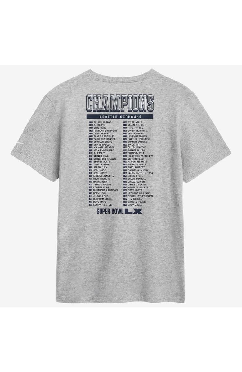 Nike Men's Nike  Heather Gray Seattle Seahawks Super Bowl LX Champions Ice Classic Roster T-Shirt, Alternate, color, Heather Gray