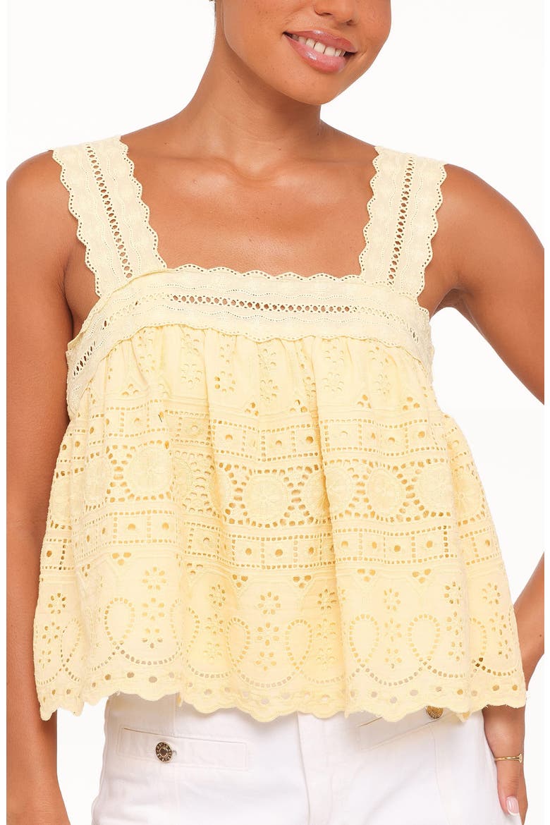 Aideen Sleeveless Eyelet Top, Alternate, color, PALE YELLOW