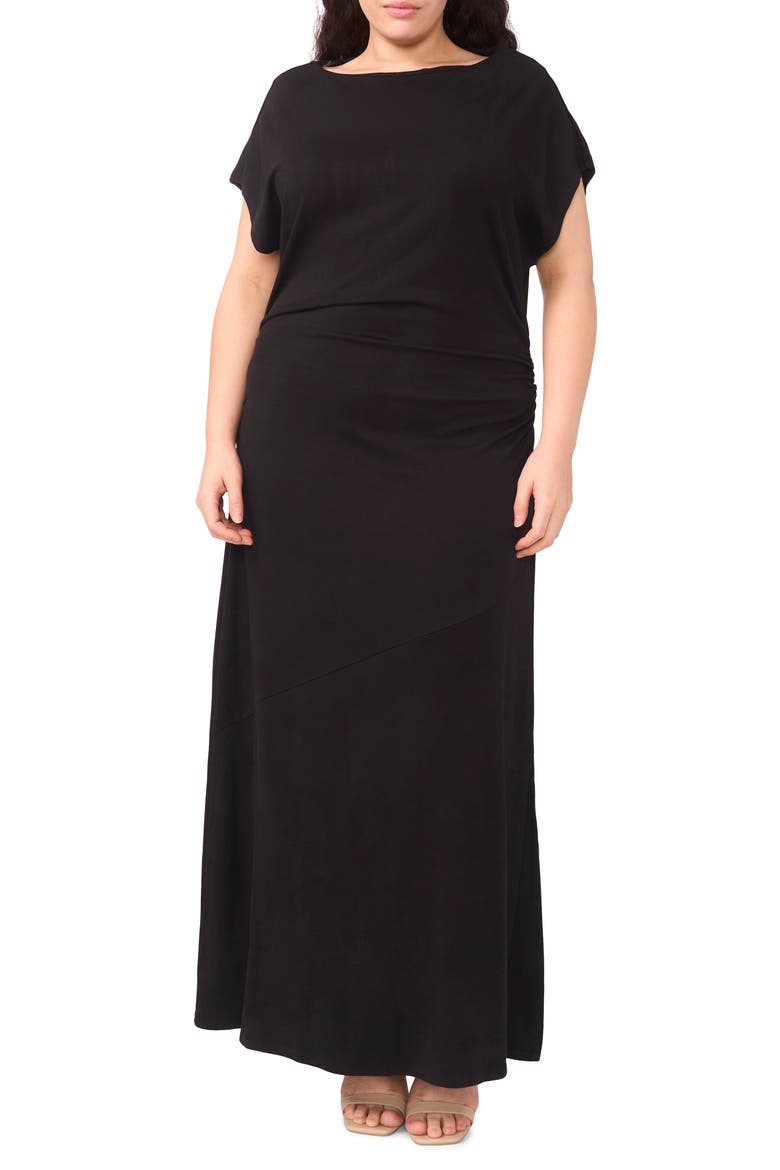Boat Neck Dolman Sleeve Maxi Dress, Main, color, RICH BLACK
