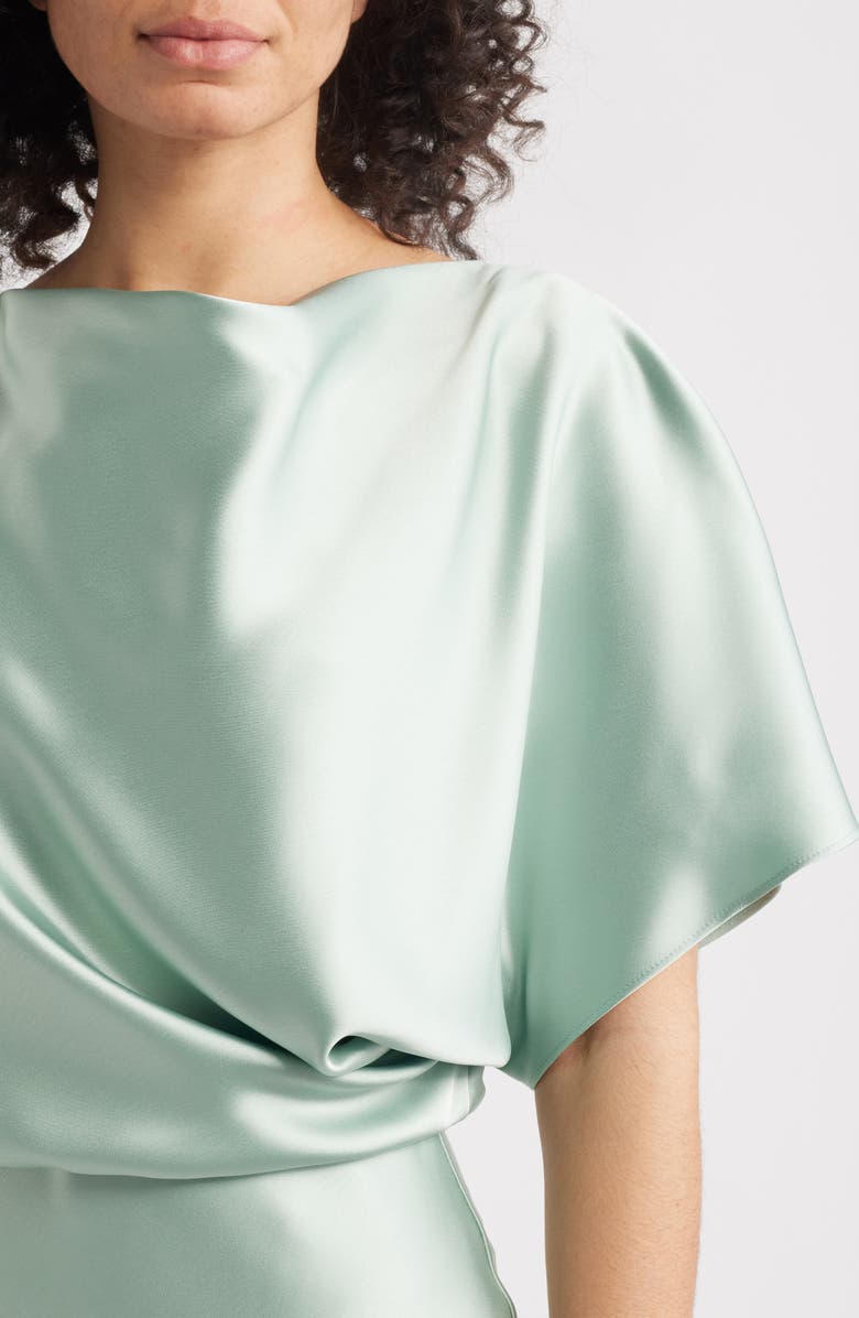 Amsale Blouson Bodice Bias Cut Satin Gown, Alternate, color, Sage