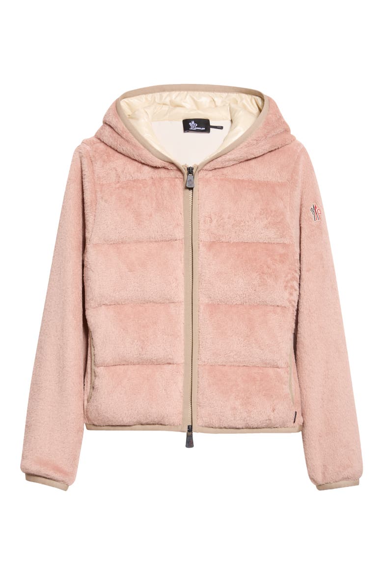 Polartec® Stretch Velour Padded Down Zip Jacket, Main, color, MAHOGANY ROSE