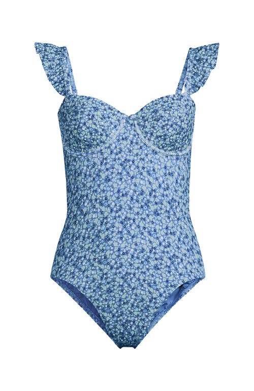 LANDS' END LANDS' END BALCONETTE RUFFLE HIGH LEG ONE PIECE SWIMSUIT 
