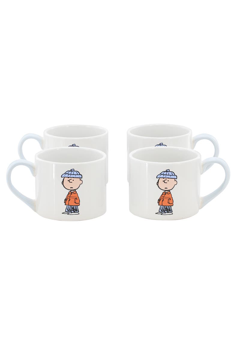4 Piece 19 Ounce Stackable Stoneware Mug Set Light Blue, Main, color, Blue