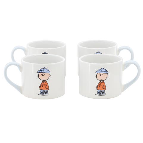 4 Piece 19 Ounce Stackable Stoneware Mug Set Light Blue