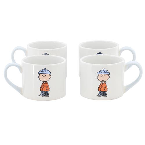 Peanuts 4 Piece 19 Ounce Stackable Stoneware Mug Set Light Blue
