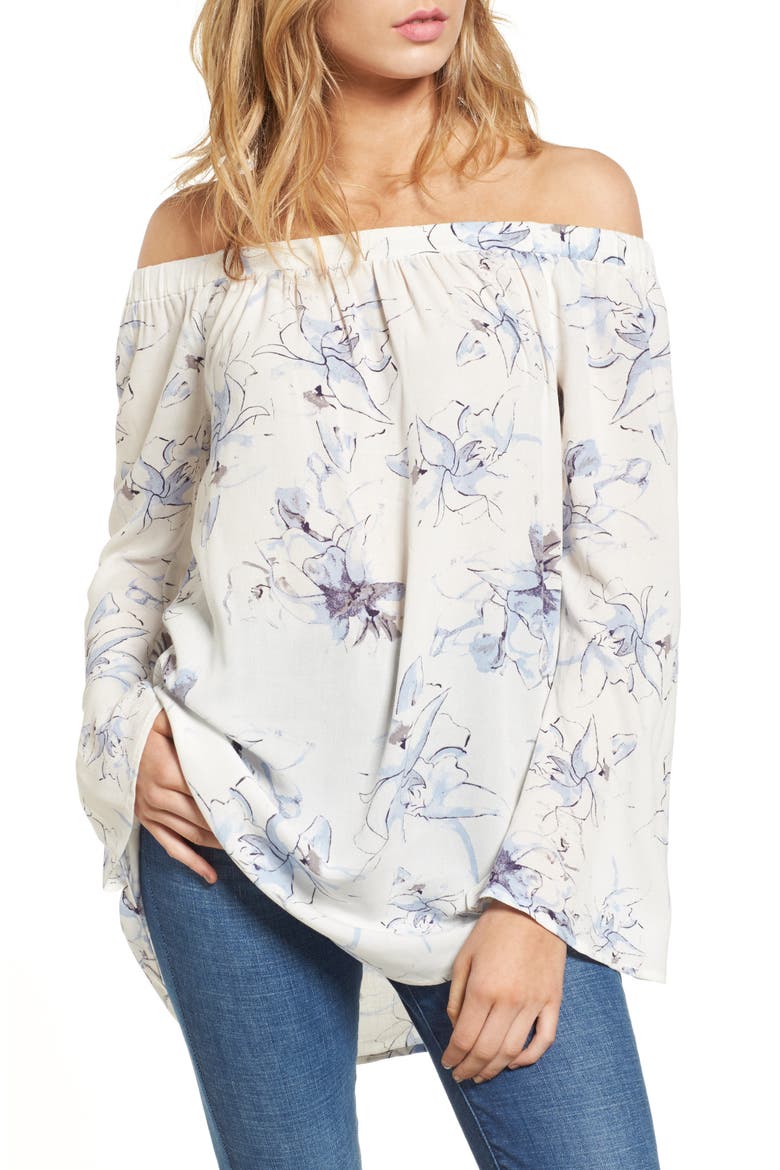 Off the Shoulder Tunic, Main, color, IVORY EGRET ABSTRACT FLORAL