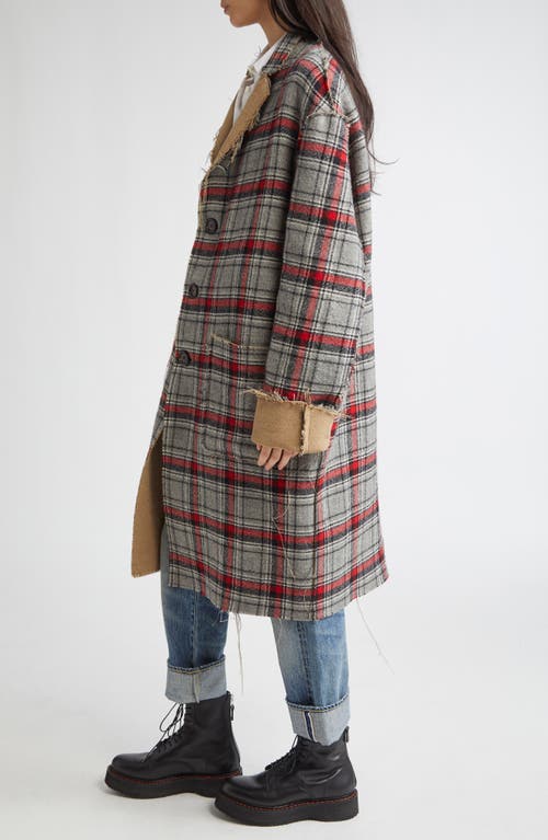 R13 Plaid Coat In Gray