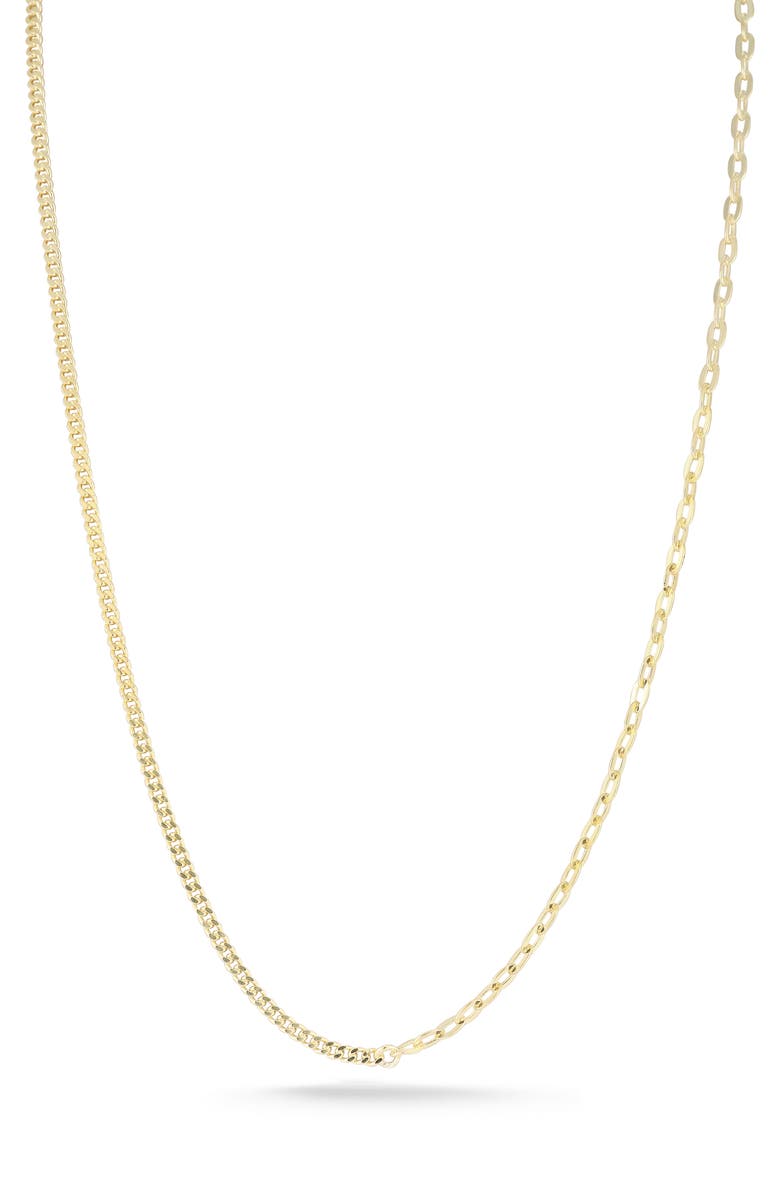 GLAZE JEWELRY Sterling Silver Mixed Chain Necklace, Main, color, Gold