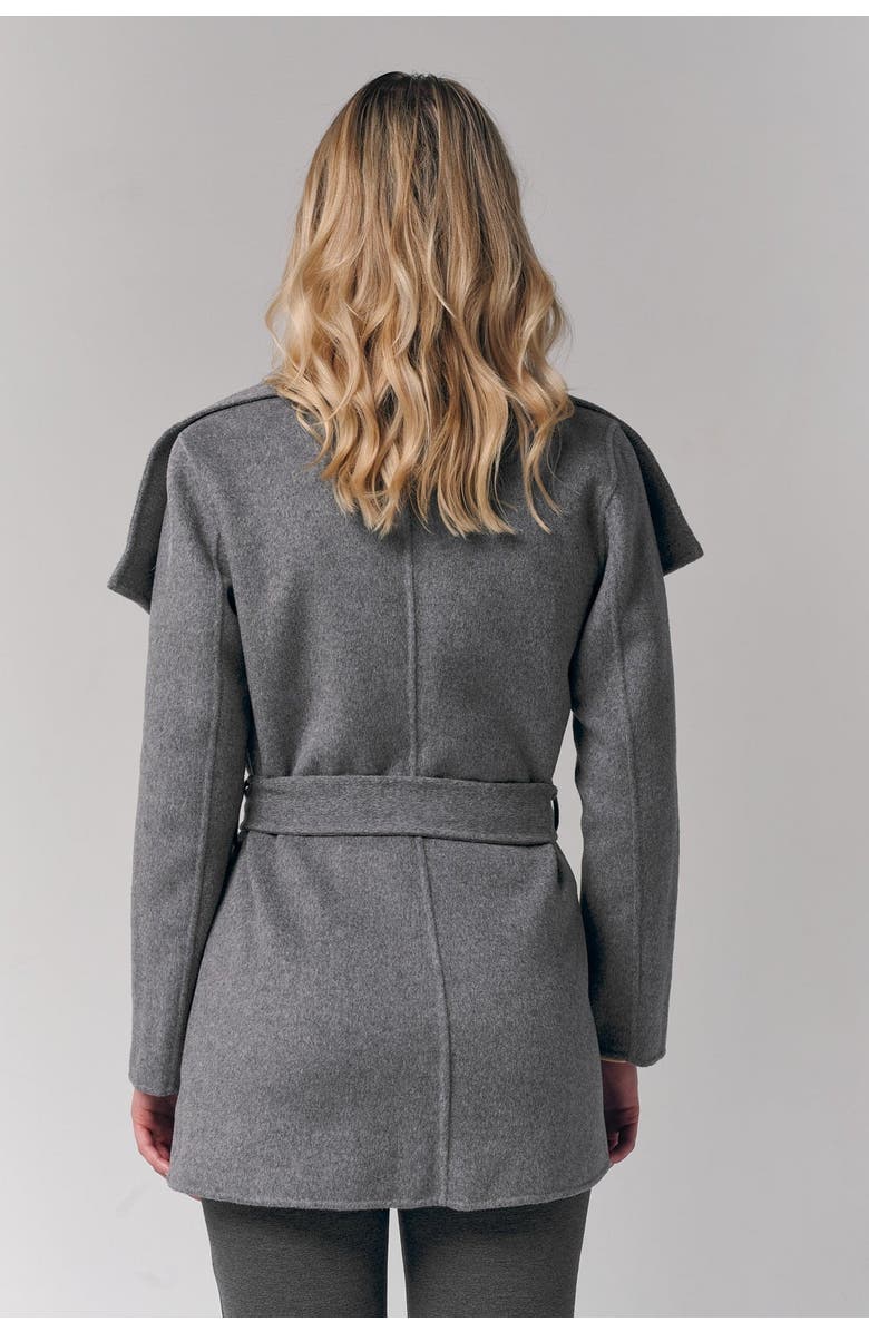 Le Fafo Draped Collar Short Wrap Coat, Alternate, color, Gray