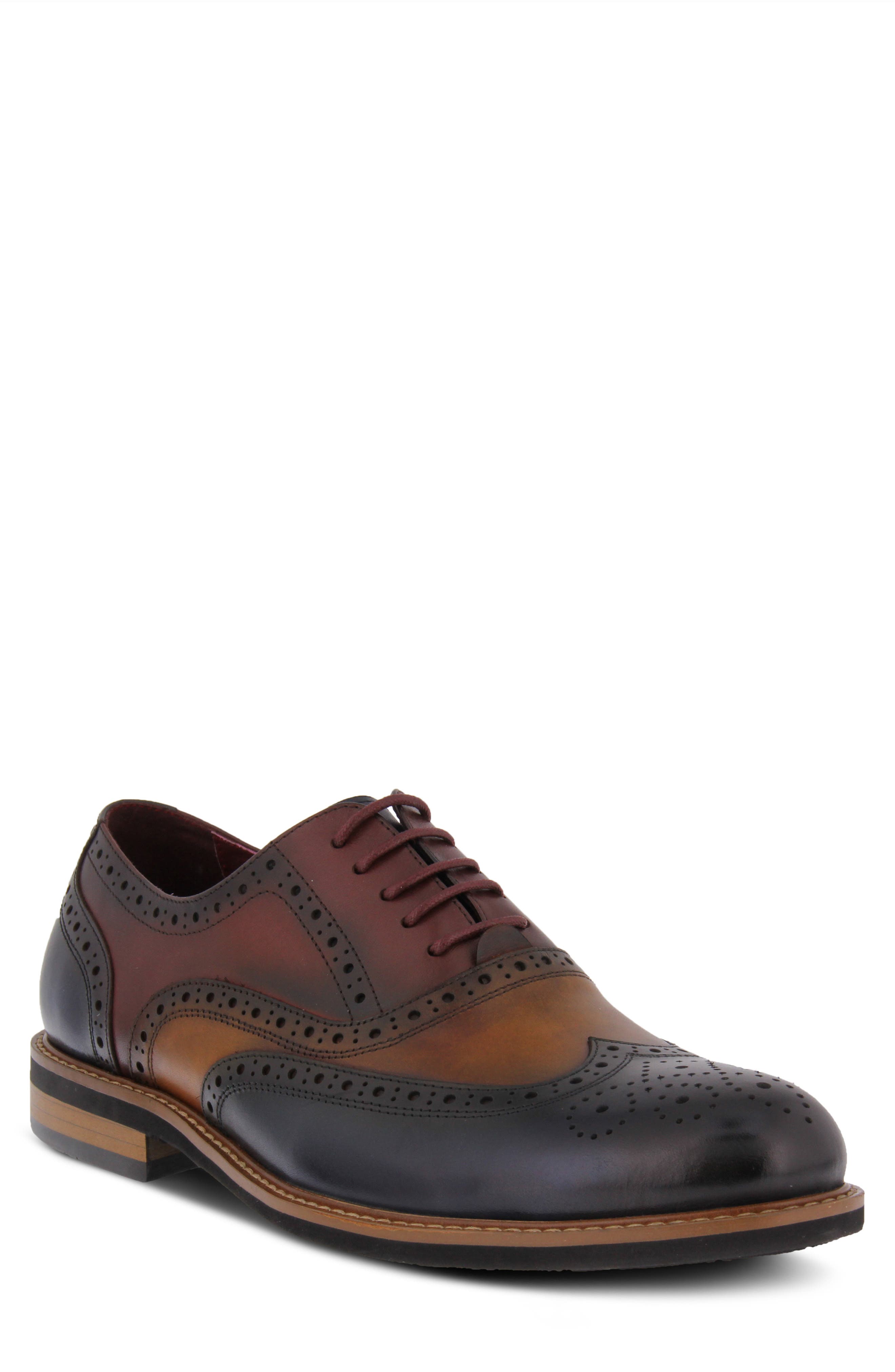 Spring Step Niko Leather Wingtip Oxford, Main, color, Brown Multi