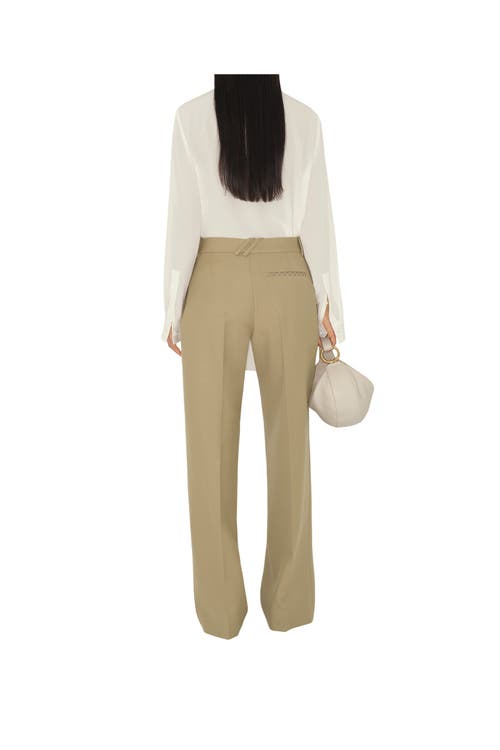Burberry Wool Tailored Trousers In Flax