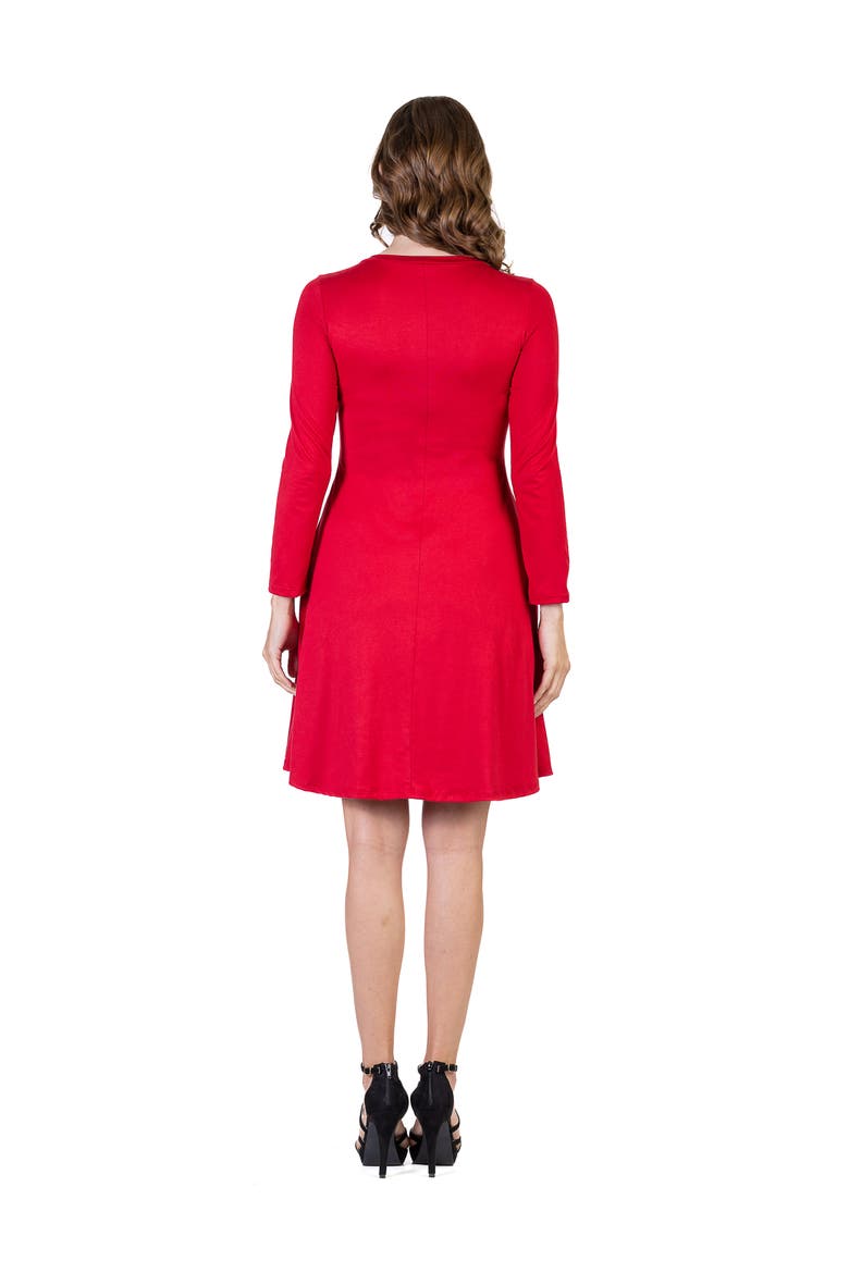 Classic Long Sleeve Flared Mini Dress, Alternate, color, Red