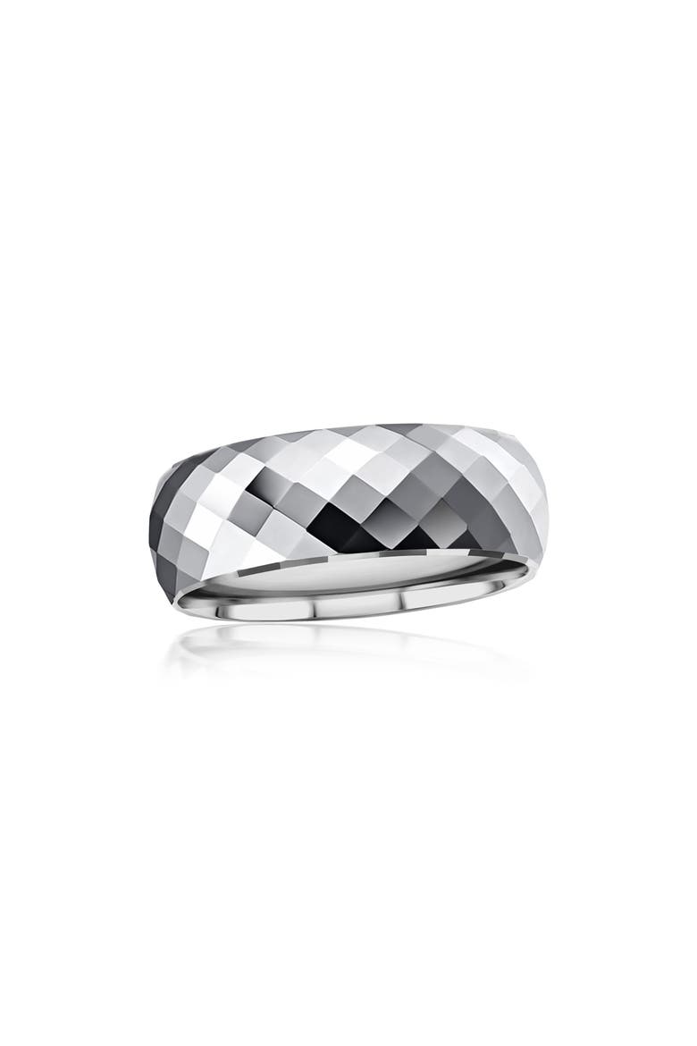 Men's Faceted Tungsten Ring, Main, color, SILVER