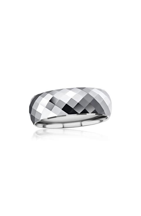 Men's Faceted Tungsten Ring