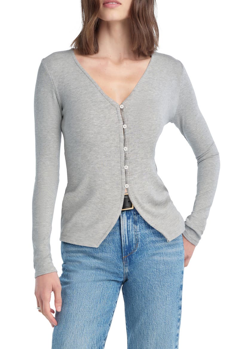 The Good Luck Long Sleeve Rib Top, Main, color, HEATHER GREY