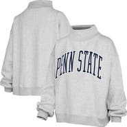 PRESSBOX Women's Pressbox Heather Gray Penn State Nittany Lions Oversized Nelson Mock Neck Sweatshirt
