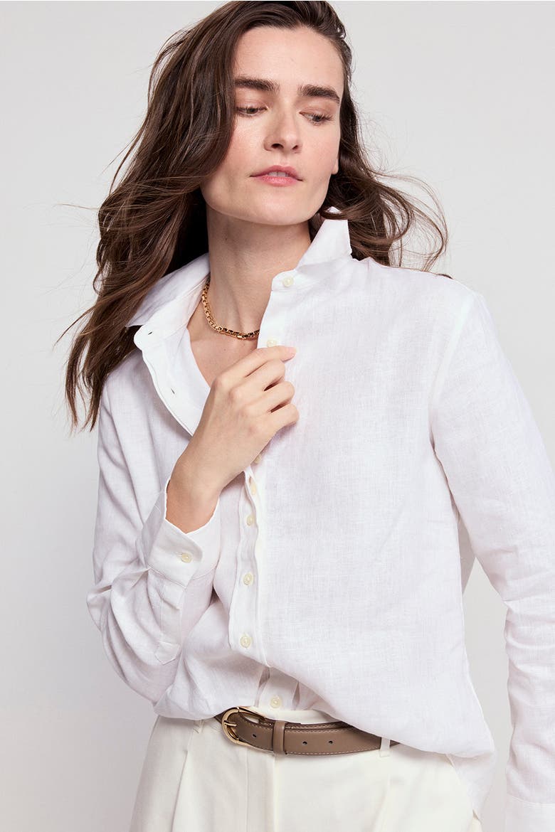 The Washed Linen Shirt, Alternate, color, White