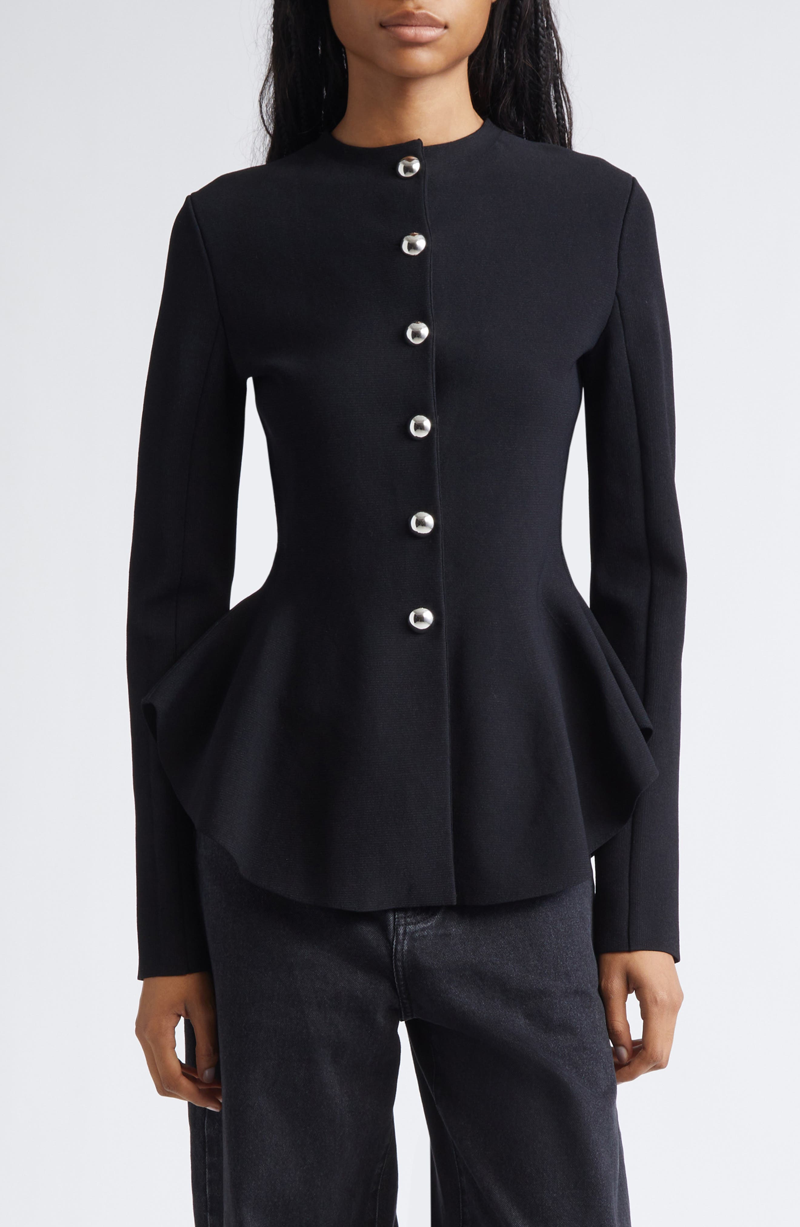 Dasha Compact Stitch Peplum Sweater Jacket