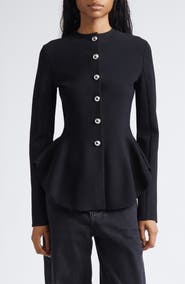 Proenza Schouler Dasha Compact Stitch Peplum Sweater Jacket