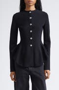 Proenza Schouler Dasha Compact Stitch Peplum Sweater Jacket