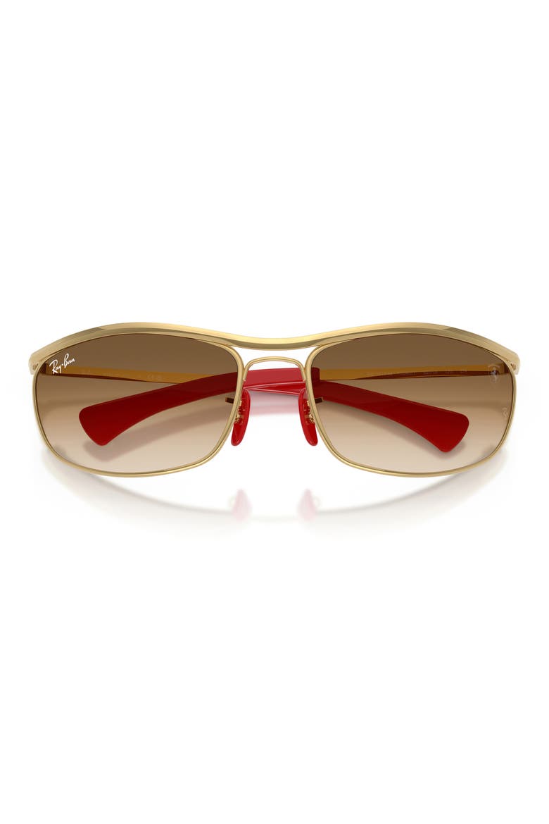 x Ferrari 62mm Oversize Gradient Oval Sunglasses, Alternate, color, GOLD / CLEAR GRADIENT BROWN