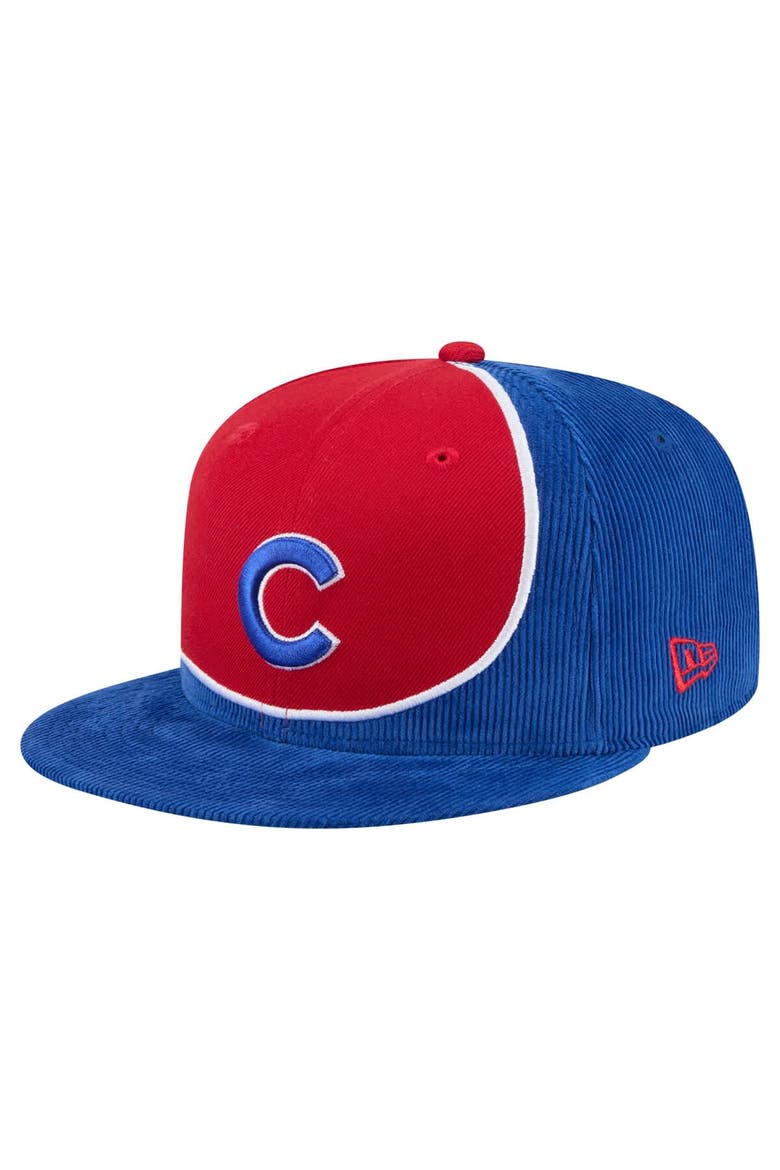 Men's New Era Royal/Red Chicago Cubs Retro Split Corduroy Snapback Hat, Main, color, Royal