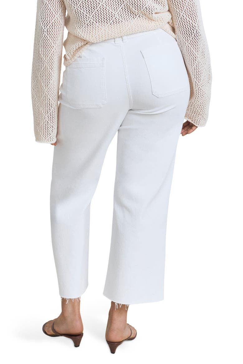 Catherin Frayed High Waist Wide Leg Culotte Jeans, Alternate, color, WHITE
