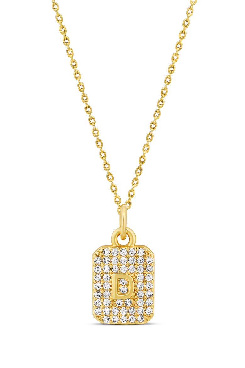 Mini Pavé Initial Medallion Necklace, Main, color, GOLD