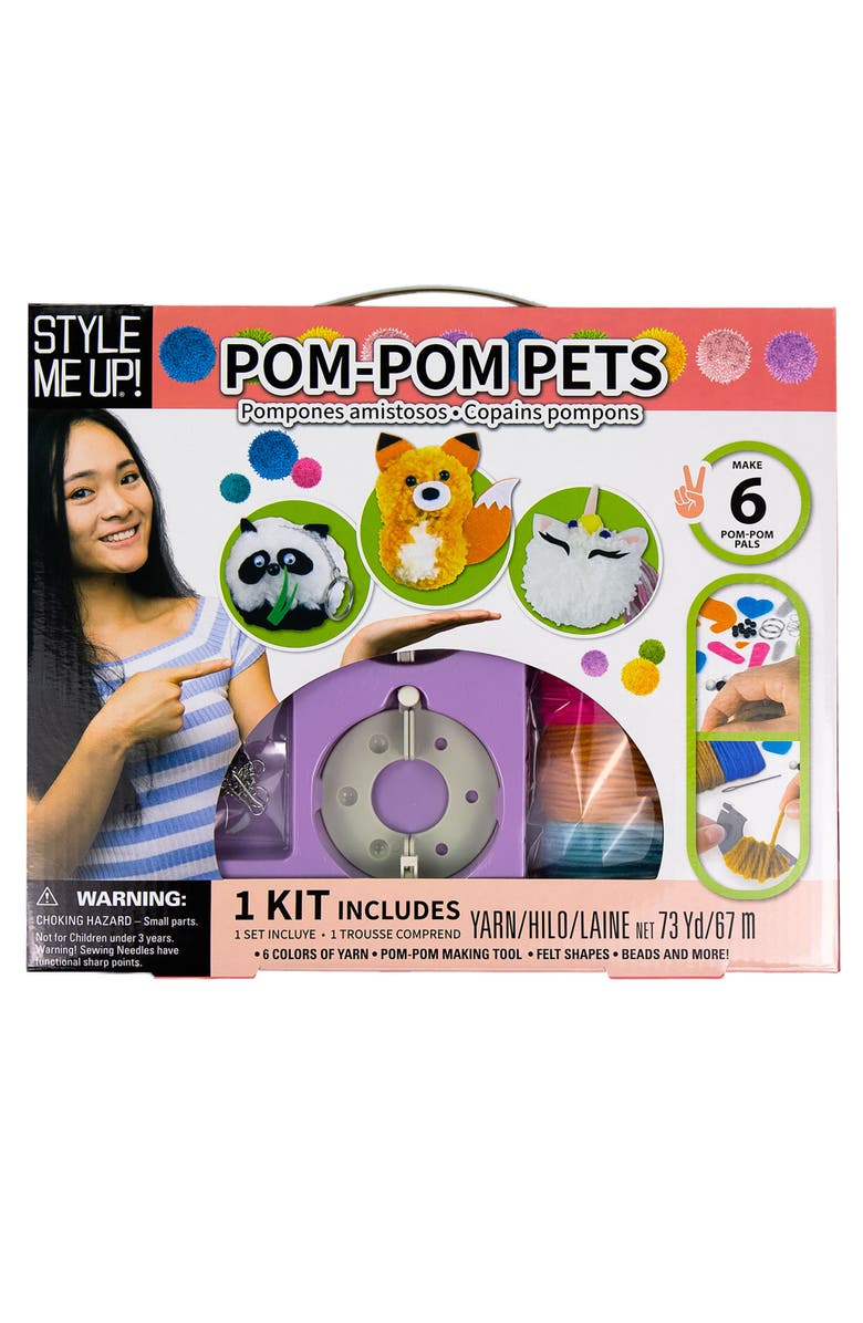 Style Me Up Pom Pom Pets Kids Yarn Crafting Kit, Alternate, color, Multicolored