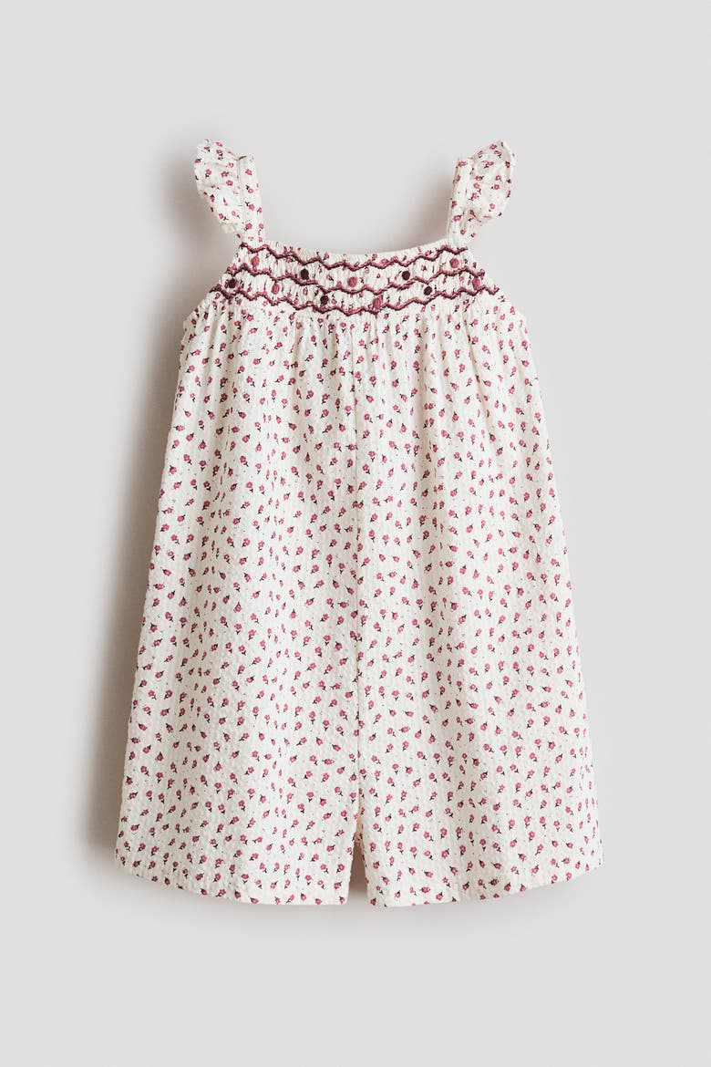 Floral-print Cotton Romper Suit, Alternate, color, White/floral