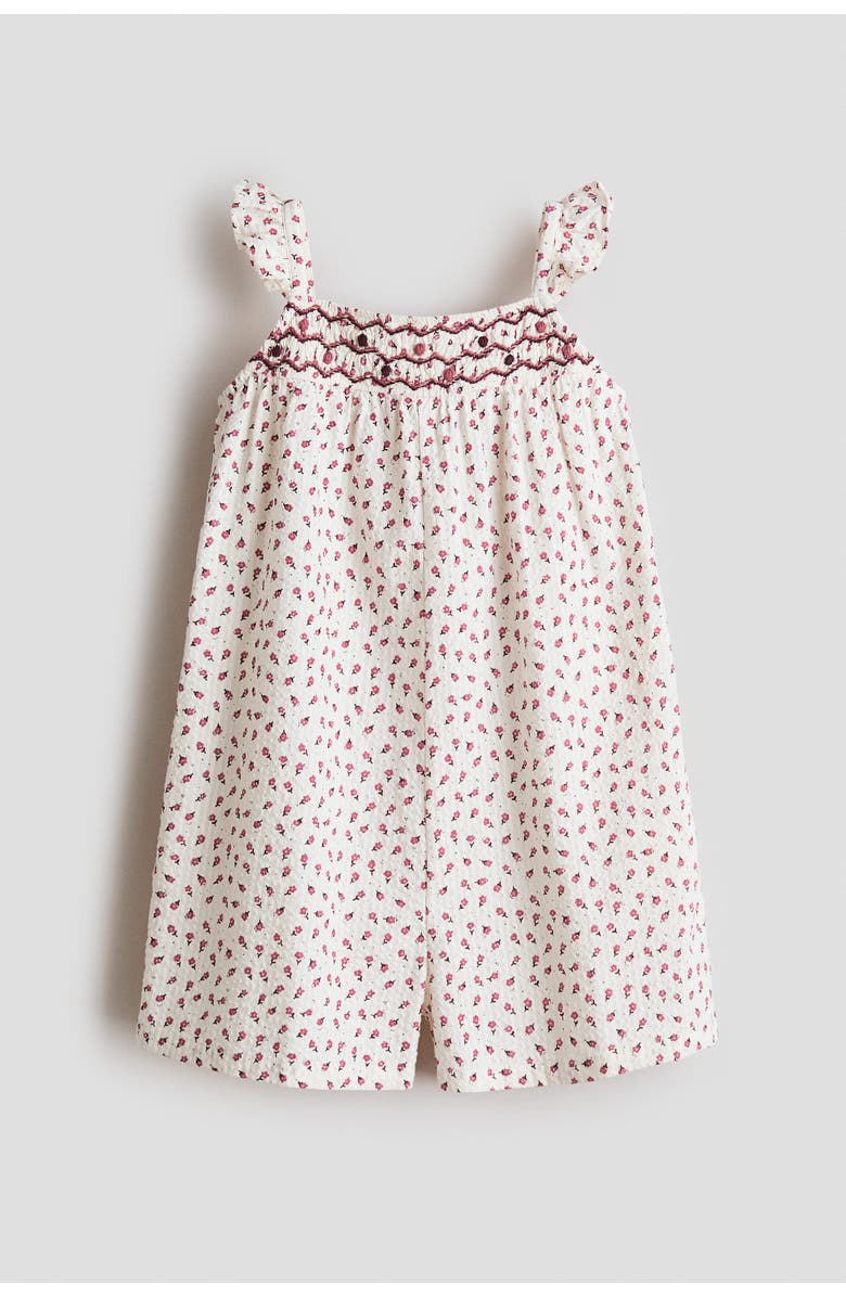 H&M Floral-print Cotton Romper Suit, Main, color, White/Floral