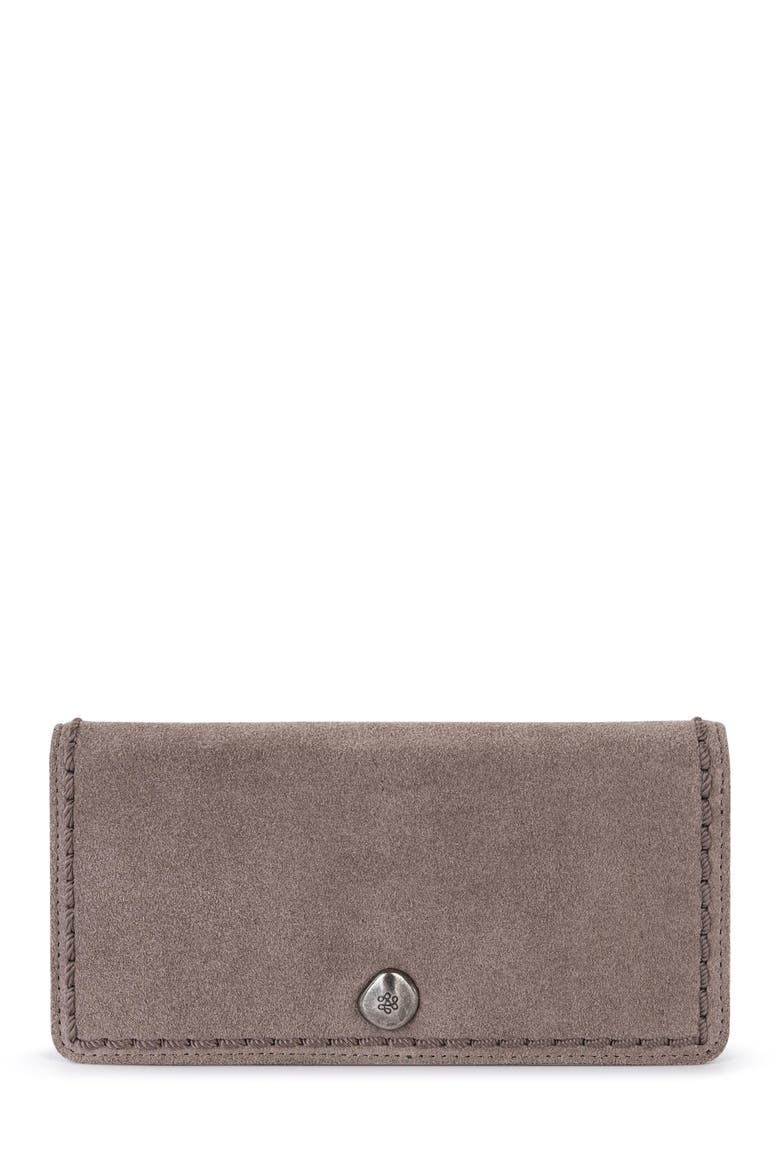 Mira Large Leather Wallet, Main, color, Mushroom Suede