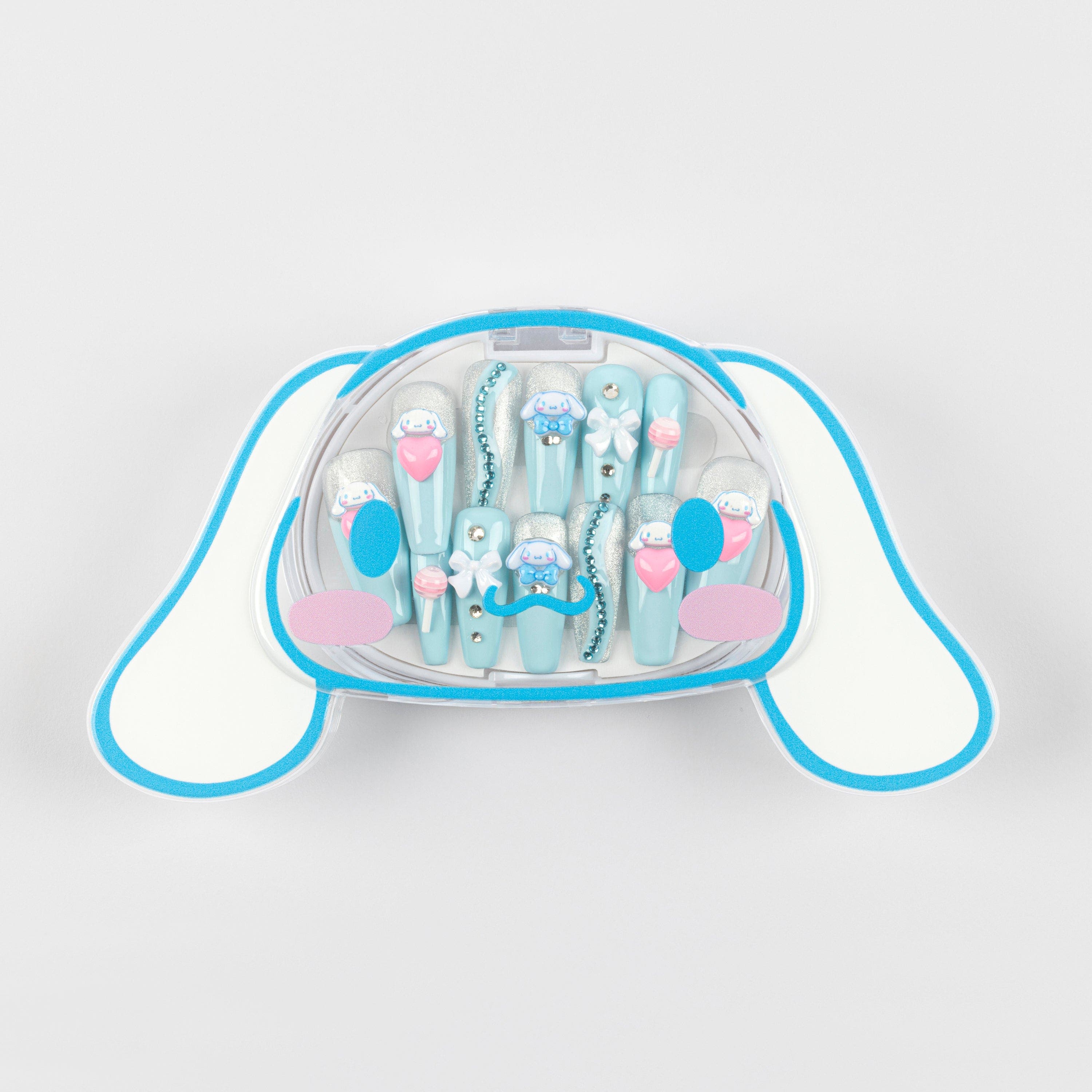 3H Nails Cinnamoroll 3D Luxury Handmade Press-On Nails - 24-Piece Kit in Baby Blue, Silver at Nordstrom