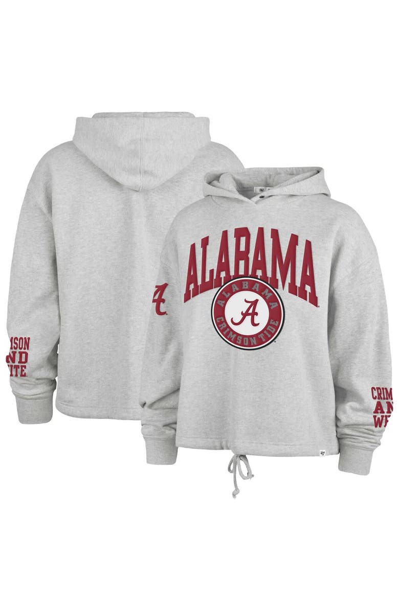 '47 Women's '47 Heather Gray Alabama Crimson Tide High Hopes Long Sleeve Cropped Hoodie, Alternate, color, Heather Gray