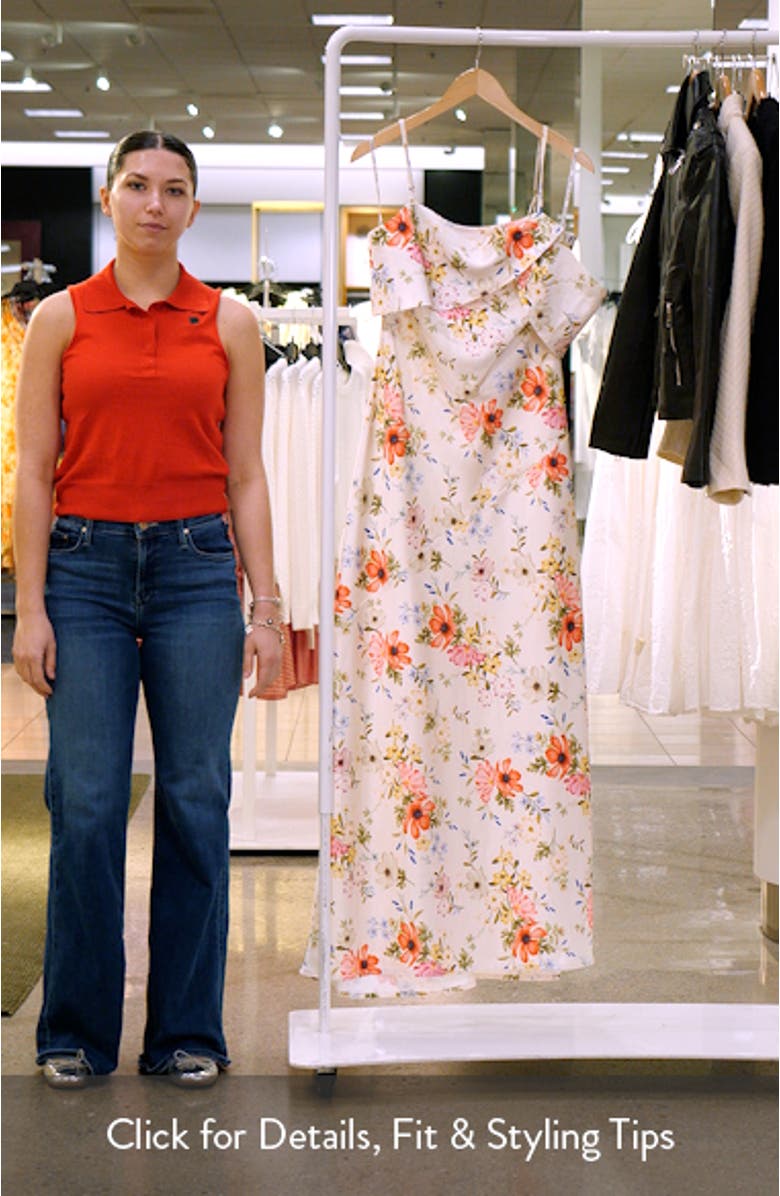 Floral Print Asymmetric Satin Maxi Dress, sales video thumbnail