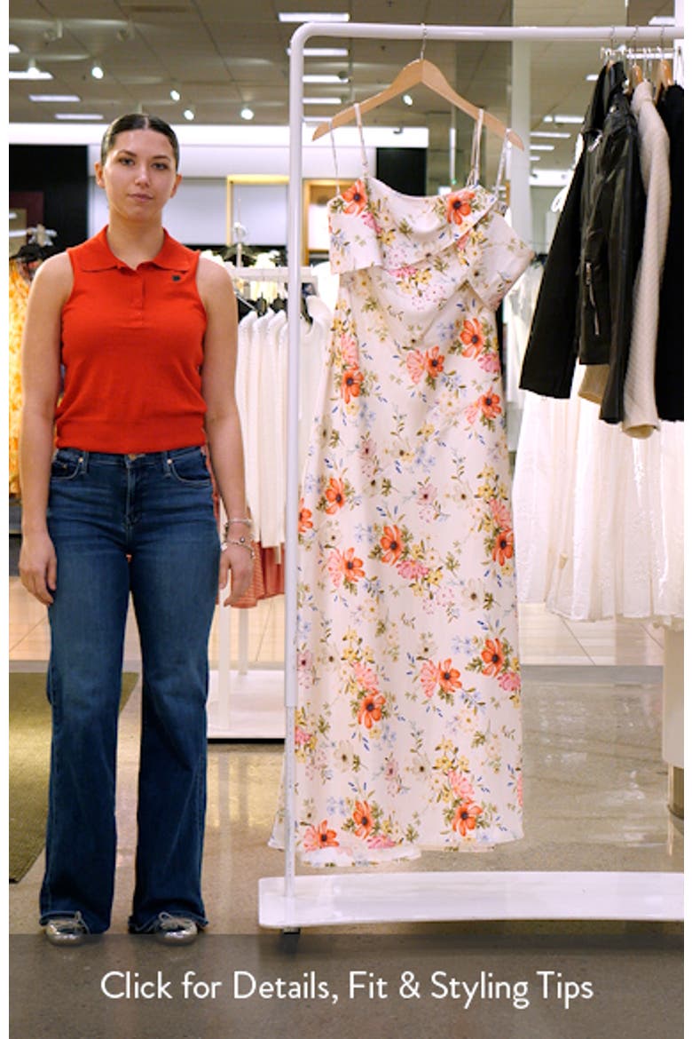 Floral Print Asymmetric Satin Maxi Dress video