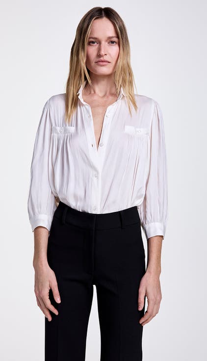 Shirred Pocket Blouse