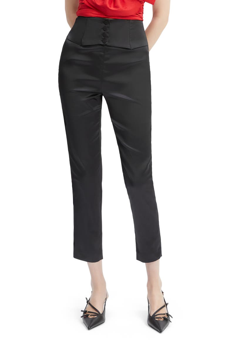 Satin Corset Pants, Main, color, BLACK